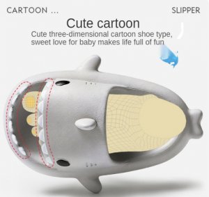 FINTOO รองเท้าแตะแบบสวม กันลื่น ลายการ์ตูนฉลาม 3D สำหรับเด็ก