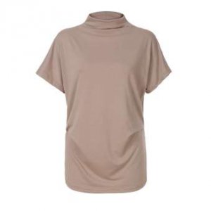 (Audestore)-เสื้อคอเต่าผู้หญิงเสื้อลำลองแขนสั้นผ้าฝ้ายสีพื้นเสื้อยืดด้านบนขนาดใหญ่