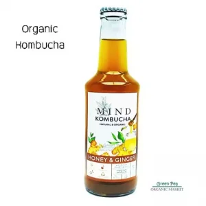 Mind Organic Kombucha, มายด์ คอมบูชะ สูตรน้ำผึ้งและขิง (Honey&Ginger) , 250 มล. มีอย.