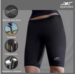 Spandex S001SF กางเกงรัดกล้ามเนื้อขาสั้น สีดำ