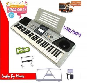 XTS-6199 คีย์บอร์ด 61 คีย์มาตรฐาน (คีย์ใหญ่) มี USB/MP3Built-in MP3 player with USB Micro SD port แถมฟรี!! ขาวางโน๊ต+อเดปเตอร์+ขาตั้งคีย์บอร์ด (มูลค่า 1200 )