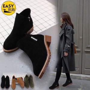 EASY RUBผู้หญิงใหม่เกาหลีรองเท้าบูทMartinด้านข้างบู๊ทสั้นซิบรูดต่ำส้นต่ำหลอดรองเท้าผู้หญิง