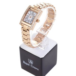 Royal Crown นาฬิกาประดับเพชรสไตล์อิตาลี รุ่น 6306-SSL-Pink Gold แถมแหวนเพชร CZ